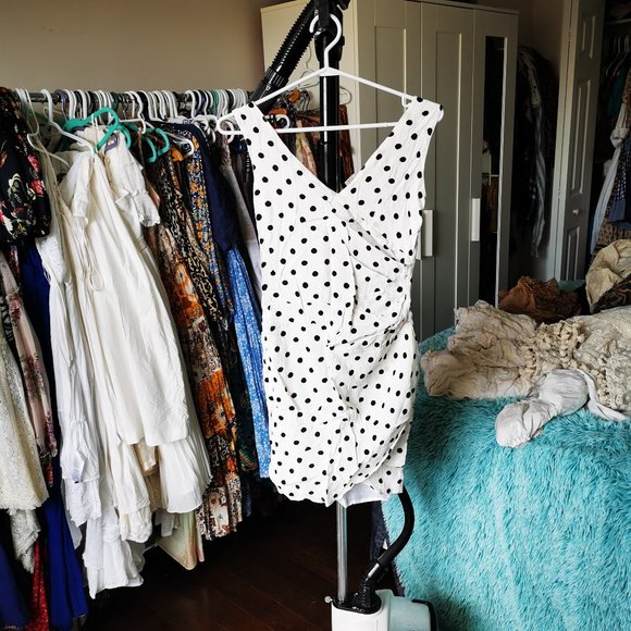 Polka Dot Ruched Dress - Picture 2 of 5